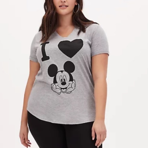 NWT DISNEY MICKEY MOUSE HEART GREY JERSEY TOP - Picture 2 of 5